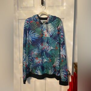 CARBON Men's Tropical Print Hoodie Sweatshirt- Blue, Red, Black and Green